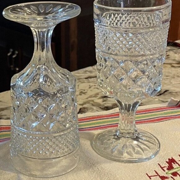 Set of 2 Anchor Hocking WEXFORD Wine Goblet Glasses 6 1/2" Tall 6.5" Vintage MCM - Picture 3 of 4